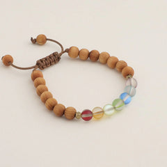 Glow Glass Chakra Kids Wood Bracelet