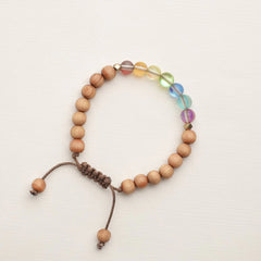 Glow Glass Chakra Kids Wood Bracelet