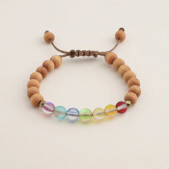 Glow Glass Mini Chakra Wood Adjustable Bracelet